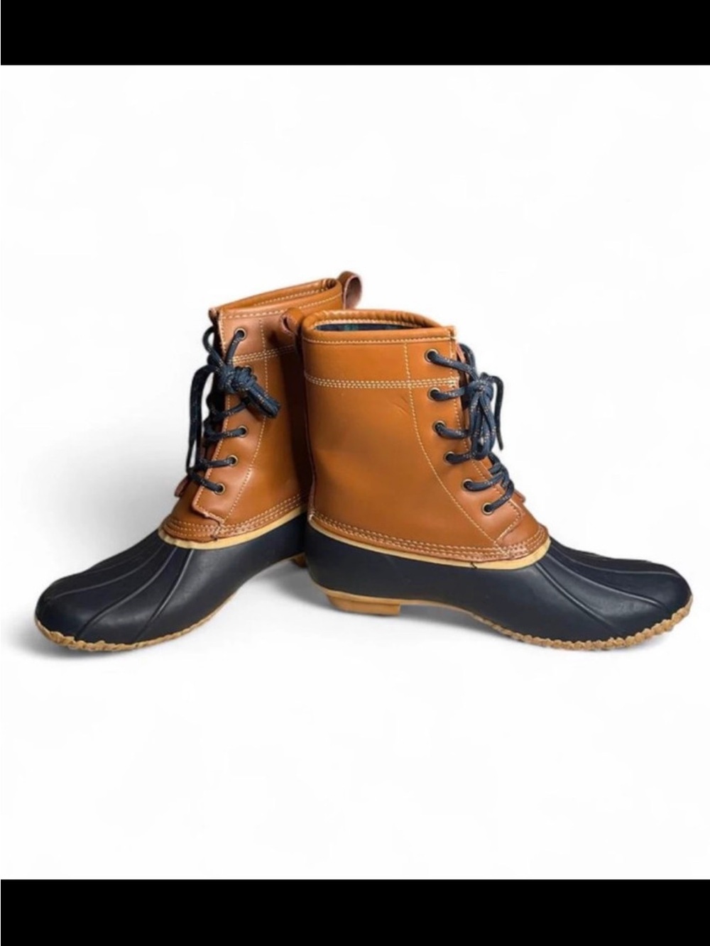 Lands' End Two-Tone Brown and Black Lace-Up Duck Boots
